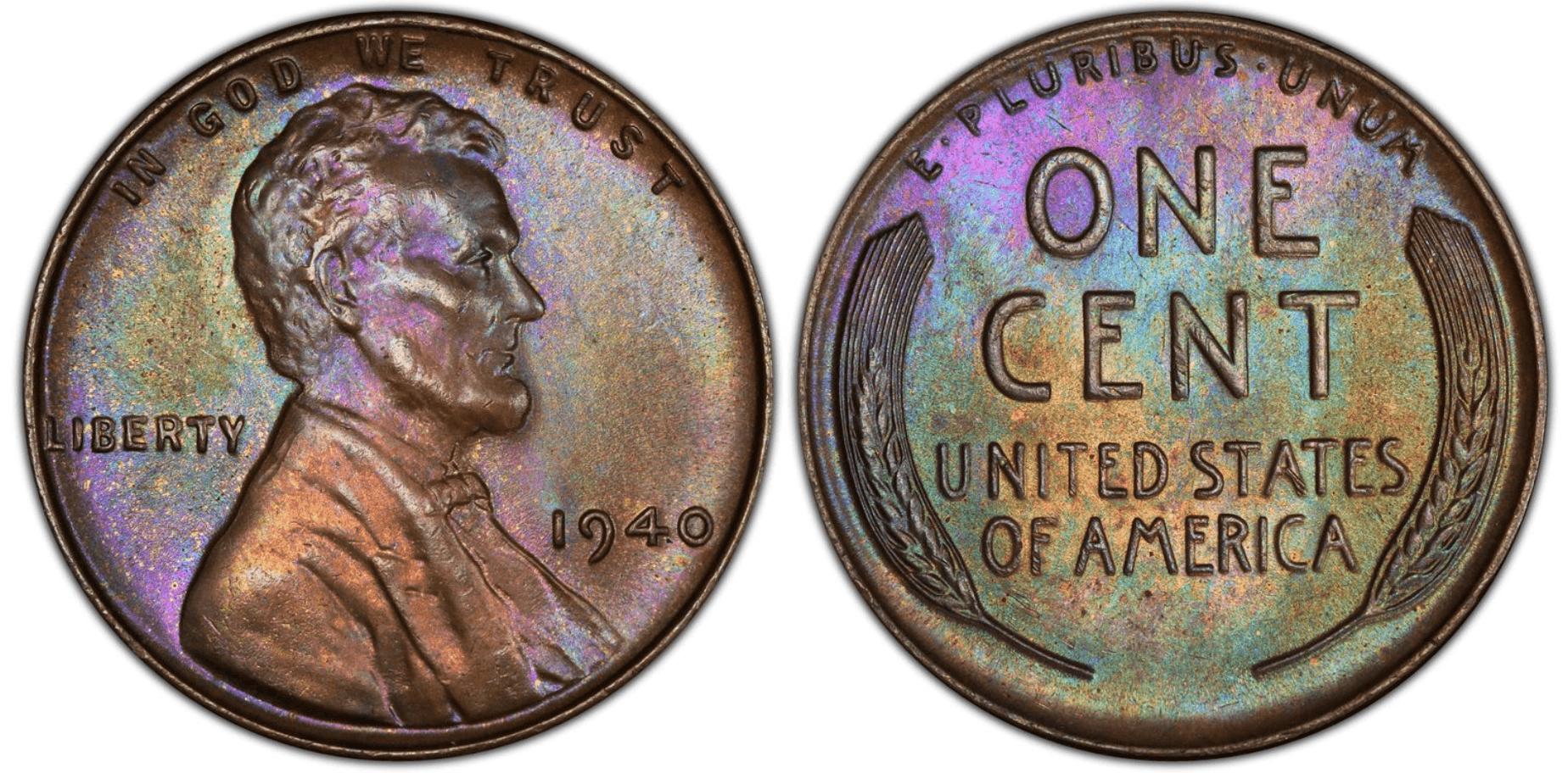 1940 Lincoln Wheat Penny obverse and reverse showing Lincoln portrait and wheat stalk design